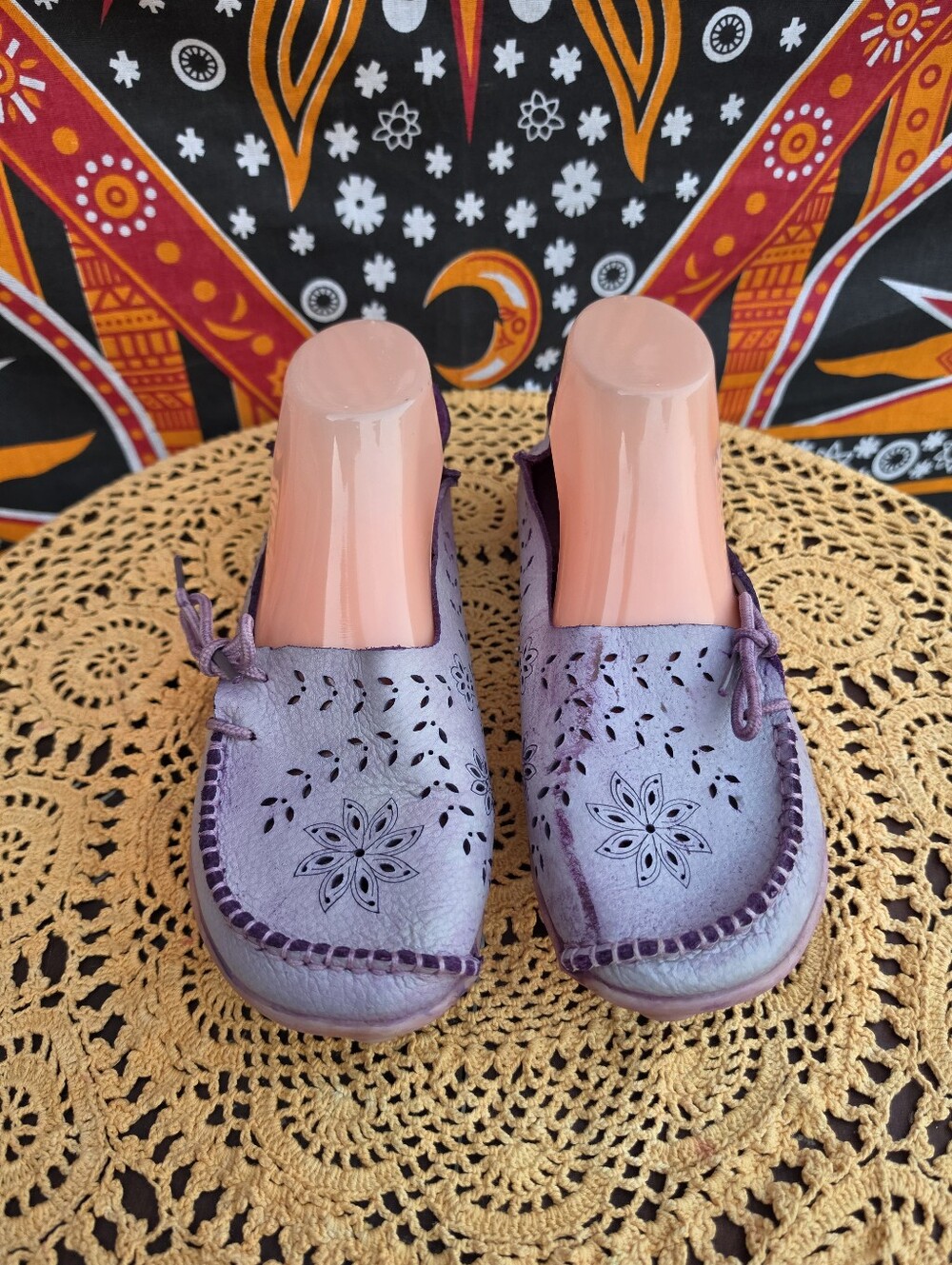 L'Artiste by Spring Step Purple Floral Leather Clogs Mules Women's EU 42 US 11